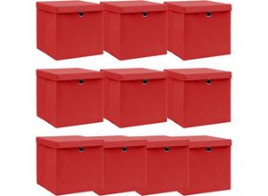 8719883891330 - Bonnevie - 10 Stk AufbewahrungsboxenWerkzeugaufbewahrung mit Deckeln Rot 32x32x32 cm Stoff vidaXL