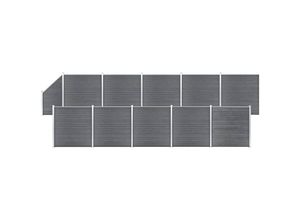 8719883908892 - Bonnevie - wpc Zaun-Set 10 Quadrate + 1 Schräge 1830x186 cm Grau vidaXL237681