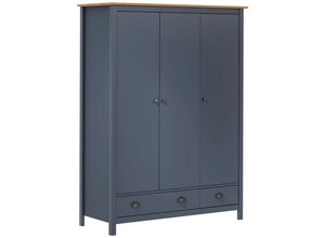 8719883910192 - Bonnevie - Kleiderschrank mit 3 Türen Hill Grau 127x50x170 cm Kiefernholz vidaXL468027