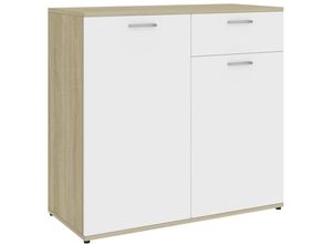 8719883915395 - Sideboard Weiß Sonoma-Eiche 80x36x75 cm Holzwerkstoff Vidaxl Weiß