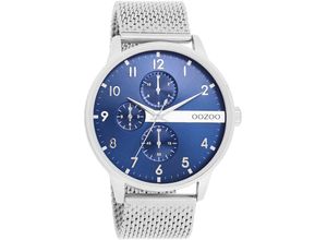 8719929036404 - Quarzuhr OOZOO Armbanduhren silberfarben (silberfarben blau) Herren Quarzuhren Armbanduhr Herrenuhr Chrono-Look analog Milanaisearmband