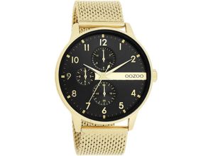 8719929036428 - Quarzuhr OOZOO Armbanduhren goldfarben (goldfarben schwarz) Herren Armbanduhr Herrenuhr Chrono-Look analog Milanaisearmband