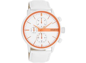 8719929036541 - Quarzuhr OOZOO Armbanduhren weiß (weiß weiß orange) Herren Uhren Armbanduhr für Damen & Herren Mineralglas analog unisex