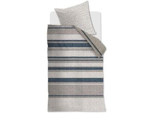 8719931780005 - Bettwäsche RIVIÈRA MAISON Rattan Stripes Gr B L 135 cm x 200 cm (1 St) B L 80 cm x 80 cm (1 St) Renforcé blau (blaugrau) Renforcé-Bettwäsche