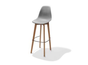 8719979475239 - VEBA Keeve Barhocker grau ohne armlehne birkenholz gestell und kunststoff sitzfläche 53x47x119cm (