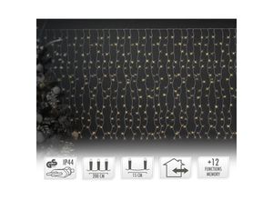 8719987253997 - Ecd Germany led Lichtervorhang 2m mit 240 LEDs Warmweiß 12 Funktionen Weihnachten Eiszapfen Lichterkette led Lichterkettenvorhang Eisregen Vorhang