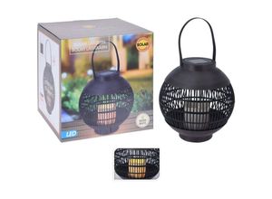 8719987353147 - - Solar-Laterne mit LED-Kerze Rattan Schwarz Schwarz