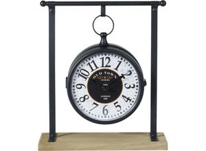 8719987367335 - Home Styling - Hängende Uhr mit Konstruktion aus Metall und Holz 32 cm