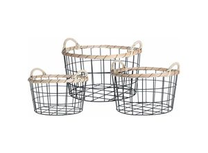 8719987367717 - Home&styling - 3er Set Dekokörbe aus Metall oval - Home Styling Collection