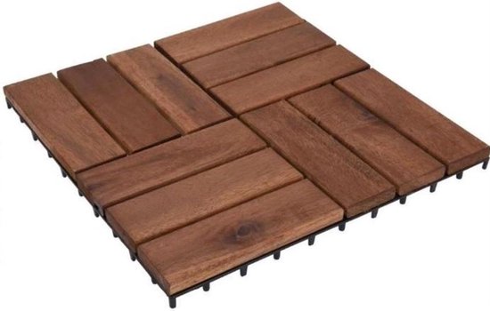 8719987378270 - Terrassenfliesen Akazienholz Set 9 Stück - 30x30cm - Gartenfliesen