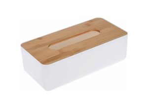 8719987408748 - Storage Solutions - Taschentücher Behälter mit Bambusdeckel 26x13x8 cm - Storagesolutions