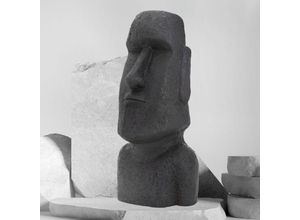 8719987479274 - Ecd Germany - Moai Rapa Nui Kopf Figur 78 cm Anthrazit aus Steinguss Kunstharz Osterinsel Statue als Dekoration für Haus & Garten Gartenfigur