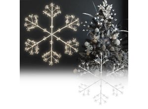 8719987685828 - Led Schneeflocke 120 cm mit 384 LEDs Warmweiß Dekorative Hängende Weihnachtsbeleuchtung für Innen Außen IP44 Wasserdicht Fenstersilhouette Fenster