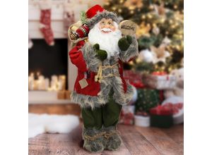 8719987724992 - Ecd Germany - Weihnachtsmann aus Polyresin 22 x 14 x 47 cm Rot Grün Winter Tischdeko Winterdeko Weihnachten Figur Dekoration Santa Claus