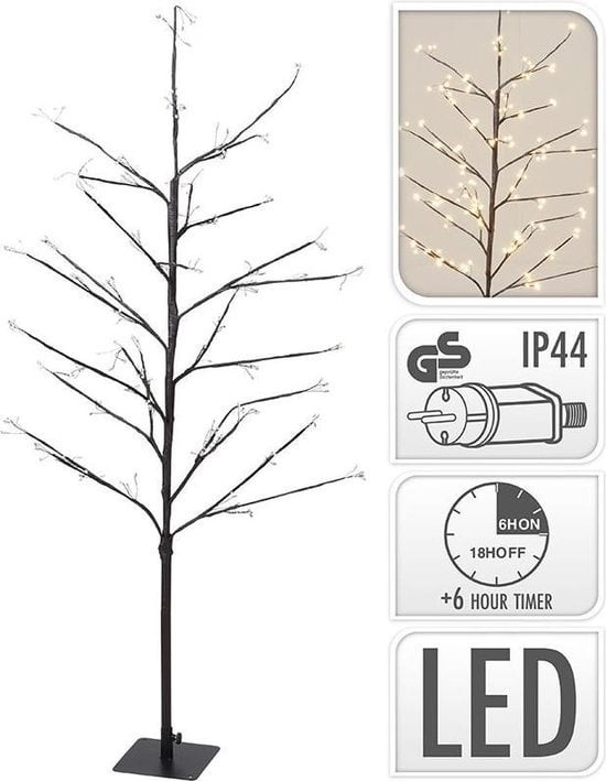 8719987728730 - Led Baum 120 cm mit 240 warmweißen LEDs Lichterbaum mit Timer Leuchtbaum Innen & Außen IP44 Beleuchteter Dekobaum Baum mit Beleuchtung für