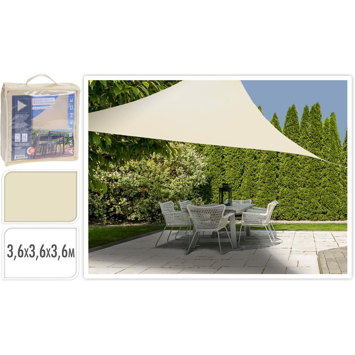 8719987805899 - Awning Triangular Cream Textile (36 x 36 x 36 m)