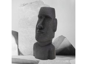 8719987867767 - Ecd Germany - Moai Rapa Nui Kopf Figur 535 cm Anthrazit aus Steinguss Kunstharz wetterfest Osterinsel Statue für Haus & Garten Gartenfigur