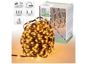 8719987994142 - Led Micro Cluster Lichterkette - 24 m - 800 LEDs Extra Warmweiß - 8 Funktionen Strombetrieb IP44 Wasserdicht Innen Außen Weihnachtsbeleuchtung