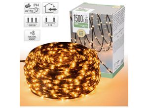 8719987994623 - Led Micro Cluster Lichterkette - 45 m - 1500 LEDs Extra Warmweiß - 8 Funktionen Strombetrieb IP44 Wasserdicht Innen Außen Weihnachtsbeleuchtung