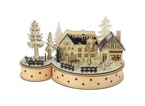 8719987998829 - Deko-Haus Winterfreude aus Holz 30 x 14 x 16 cm led - Koopman