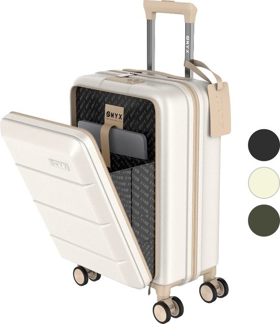 8719992406944 - - Handgepäck Koffer 35 L - Leise Spinner-Räder - Leichter Trolley - Doppeltes TSA-Schloss - Praktische Fronttasche - 55 cm - Beige