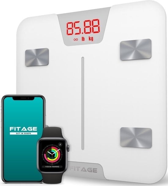 8719992433056 - FITAGE Smart Scale mit 17-facher Körperanalyse - FITAGE App - Schwarz