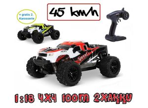 8719992611829 - Blijr Speedr ferngesteuerter RC Monstertruck Rot 45 km h 118 2 Akkus Allrad 100m Ersatzkaros