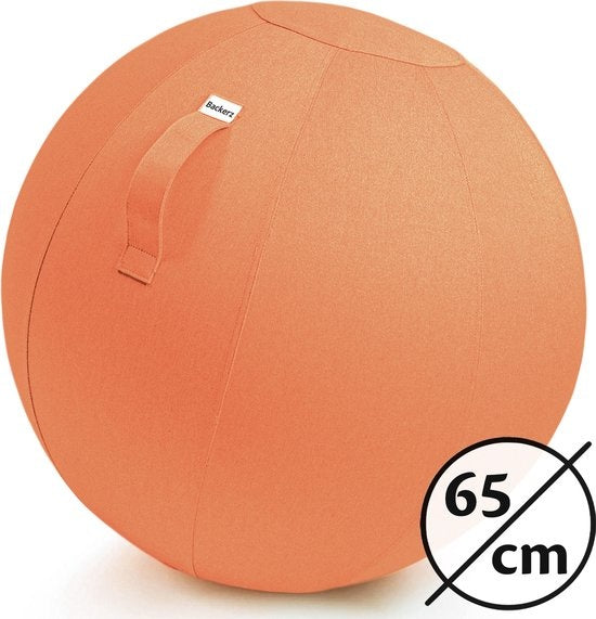 8719992724314 - BackerzÂ® Sitzball Büro und Zuhause 65 CM - Luxus-Yoga-Ball - Sitzball mit Hülse - Ergonomischer Bürostuhl-Ball - Leinen Orange