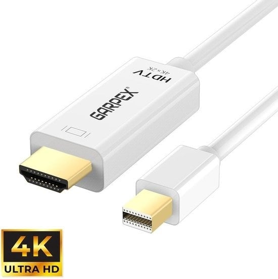 8719992803385 - Garpex® Mini DisplayPort zu HDMI Kabel - Mini DP zu HDMI Kabel - HDMI Kabel - 4K 30Hz Ultra HD - Weiß - 18 Meter