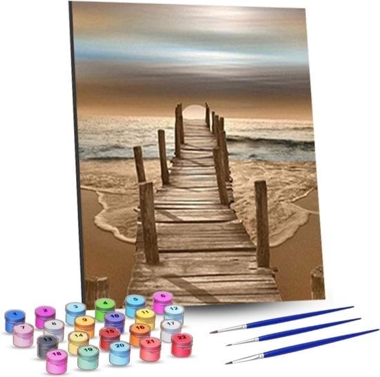 8719992944316 - RubyeÂ® Malen nach Zahlen Erwachsene - Sonnenuntergang - Inklusive Farbe und Pinsel - Leinwand Malerei Leinwand - Farbe nach Zahlen - 40x50cm