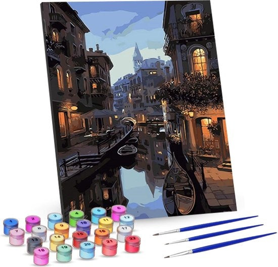 8719992944477 - RubyeÂ® Malen nach Zahlen Erwachsene - Venedig - Inklusive Farbe und Pinsel - Leinwand Malerei Leinwand - Farbe nach Zahlen - 40x50cm