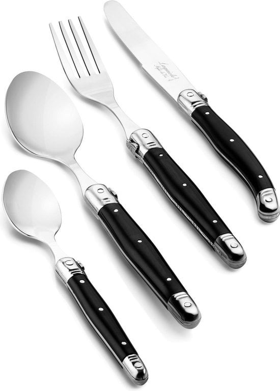 8720039624887 - Laguiole Style de Vie Besteckset Premium Line - 24 Teile - Schwarz