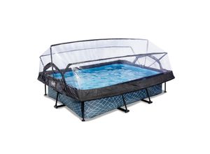 8720088262139 - Exit Toys Frame Pool 300x200x65cm (12v) – Grau + Sonnendach grau