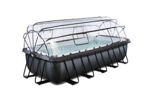 8720088267974 - Exit Toys Black Leather Pool 540x250x122cm mit Abdeckung und Sandpumpe - schwarz