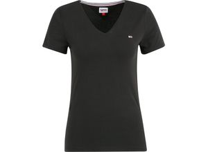 8720112668302 - TOMMY Jeans T-Shirt V-Ausschnitt für Damen schwarz XS