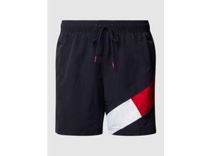 8720113402974 - - Mittellange Badeshorts in Marineblau mit Flaggenlogo am Bein