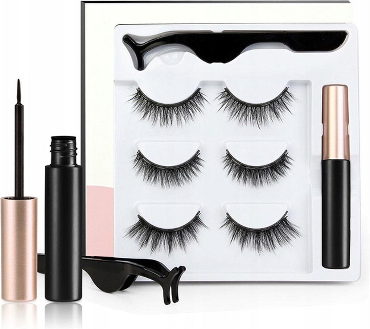 8720153345071 - Magnetische Wimpern - Eyeliner & Pinzette - Wimpern Extension - 3 Paar Nepwimpers - Lashes Set - Rheme