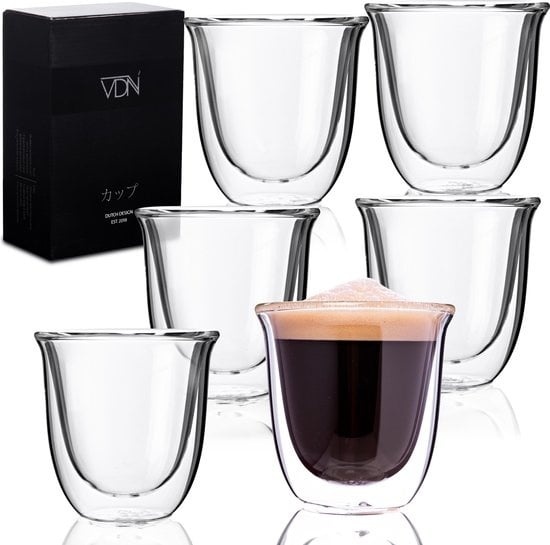 8720165113101 - Doppelwandige Borosilikatgläser ESPRESSO - Becher für heiße und kalte Getränke - 70 ML - 6er Set