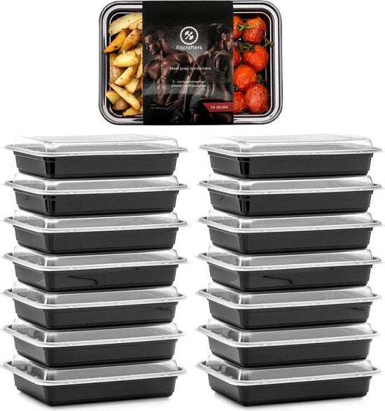 8720165166411 - Meal Prep Trays - Frischhalteschalen - Tiefkühlschalen - 14 Stück - 1 Fach - 1L - BPA frei
