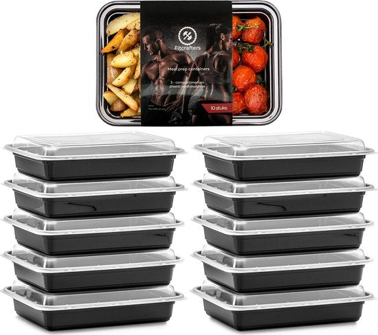 8720165166442 - Meal Prep Trays - Frischkostschalen - Gefrierschalen - 10 Stück - 1 Fach - 1L - BPA frei