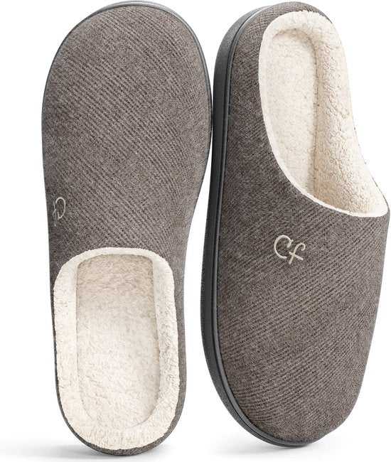 8720165166824 - Hausschuhe Herren - Hausschuhe - Größe 44 45 - Grau - Rutschfest - Comfeet