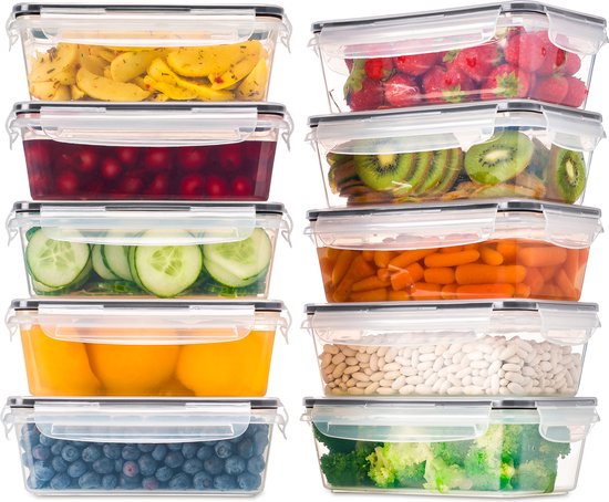8720165166961 - Freshness Schalen - Meal Prep Schalen - Gefrierschalen - 10 Stück - 1L - Kunststoff - BPA frei