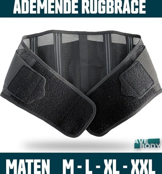 8720165524150 - AVE Atmungsaktive Rückenbandage für Rückenschmerzen im Sommer & Frühling - Rückenbandage Größe XL - Atmungsaktives Material - Unisex Modell - Rückenbandage für den unteren Rücken - Bietet Unterstützung & bietet Schmerzlinderung