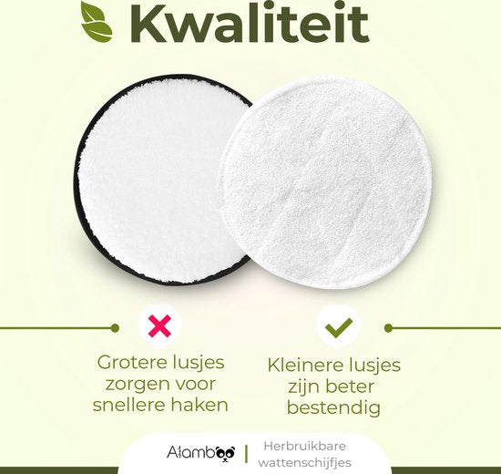 8720165578146 - 12 Stück wiederverwendbare Baumwollpads - Waschbare weiche Baumwollpads - Nachhaltig & Bio - Inklusive Wäschesack