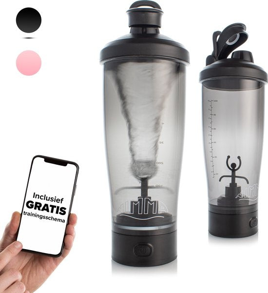 8720167427473 - NimmaÂ¬Ã† Elektrischer Shake Cup - Mit Mixer - 700ml - Mit Pulverbehälter - USB Wiederaufladbar - Inklusive E-Book - Schwarz