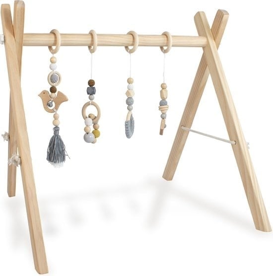 8720167427794 - Babiem Babygym - Holz - Inkl Spielzeug - Geschenk zur Mutterschaft - 56x56x58cm - Langlebig