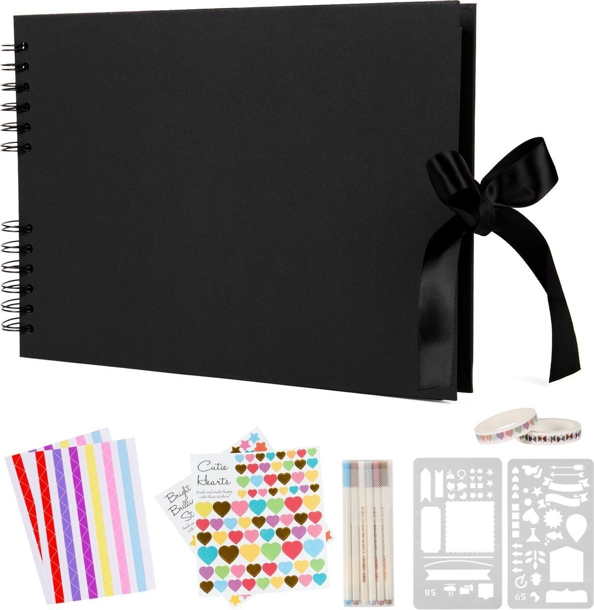 8720167429194 - Saaf Scrapbook Set - Inkl Zubehör - Scrapbooking Sammelalbum - Fotobuch   Gästebuch - Schwarz