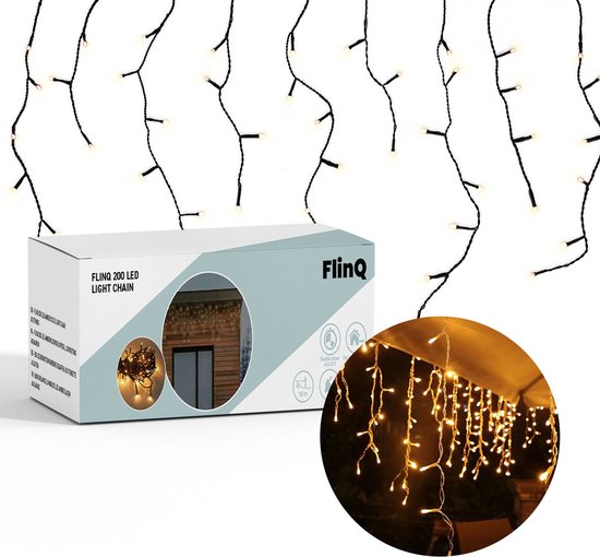8720168684530 - Amber Icicle Lights 144 LED Bulbs - Weihnachtsbeleuchtung für draußen - Stimmungsvolle Icicle Lights - Lichtergirlande für Weihnachten