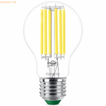 8720169187894 - Ultra Efficient led Filament Lampe ersetzt 75W E27 Birne - A60 52W 1095lm 4000K Einerpack - transparent - Philips