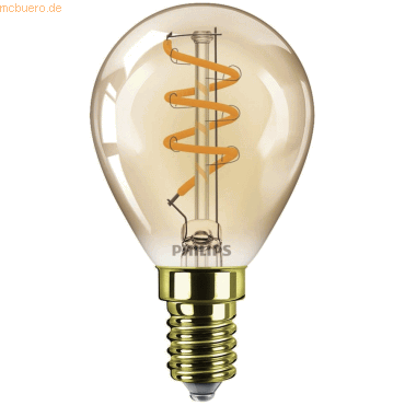 8720169191617 - Vintage led Filament Lampe ersetzt 25W E14 Tropfen - P45 3W 250lm 2200K dimmbar Einerpack - yellow - Philips